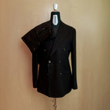 Drop6 Herringbone Linen Double Breasted Suit Black Full Suit View