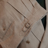 Drop6 Herringbone Linen Double Breasted Suit Ivory Trouser Detail