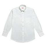 Full front view of the Drop6 New Plain Oxford Button Down Shirt White showing classic OCBD silhouette and balanced proportions for Clothier & Sons.