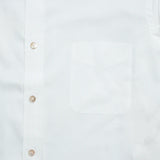 Chest pocket detail of the Drop6 New Plain Oxford Button Down Shirt White highlighting clean stitching and minimal design for Clothier & Sons.