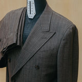 Inside pocket detail of the Drop6 Wool Chalk Stripe Double Breasted Suit Charcoal Grey showing interior construction, pocket finishing, and clean tailoring for Clothier & Sons.
