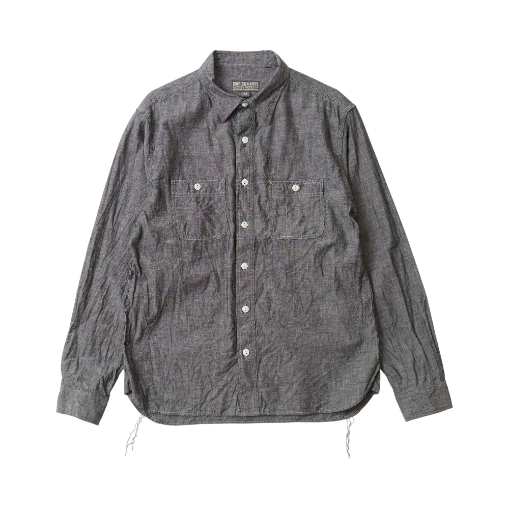 Empire & Sons L/S Work Shirt Vintage Black Chambray Front View
