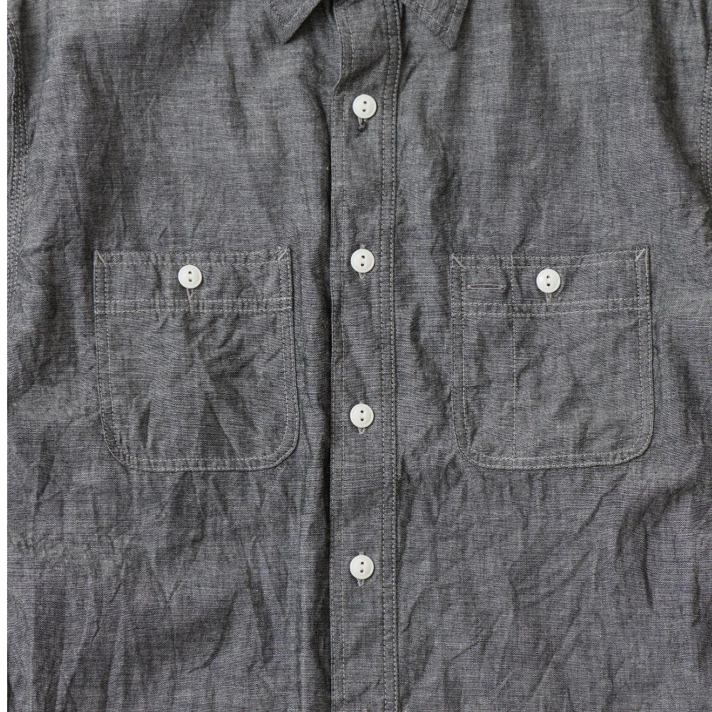 Empire & Sons L/S Work Shirt Vintage Black Chambray Pocket Detail