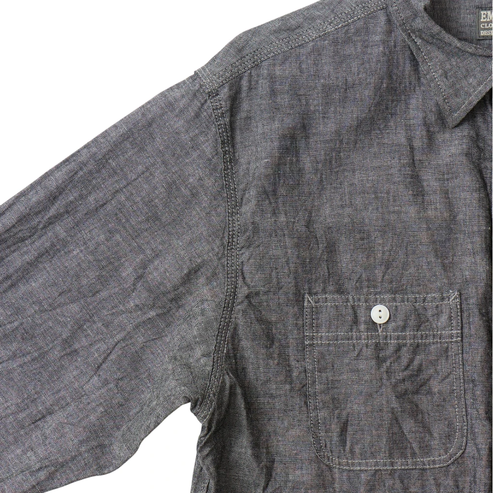 Empire & Sons L/S Work Shirt Vintage Black Chambray Sleeve Detail