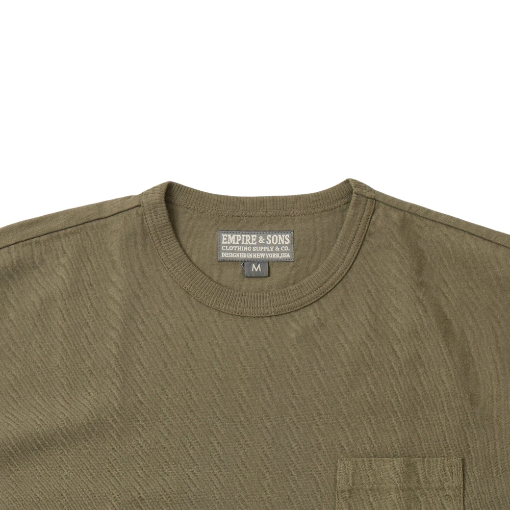 Empire & Sons S/S Crew Pocket Tee American Dry Jersey Amy Green Collar Detail
