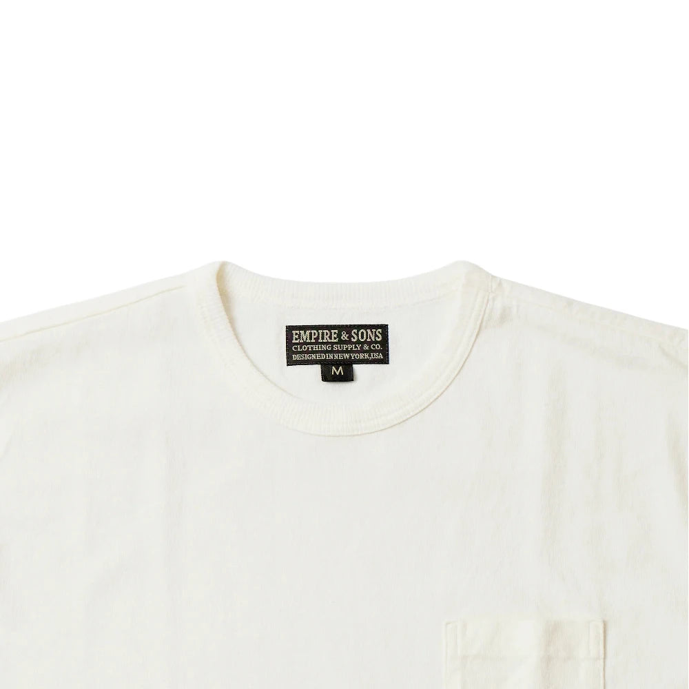 Empire & Sons S/S Crew Pocket Tee American Dry Jersey Off White Collar Detail