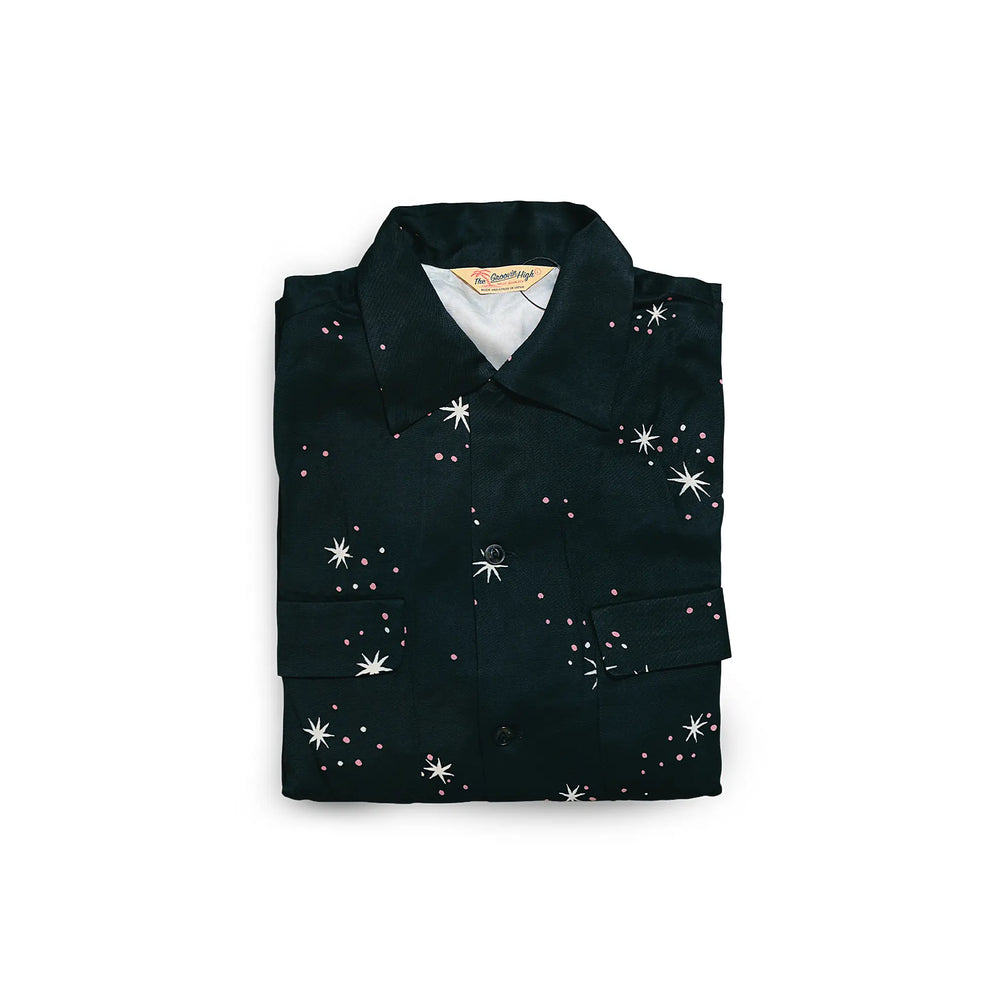 Groovin High #260106 1950s L/S Shirt Star Black Front View