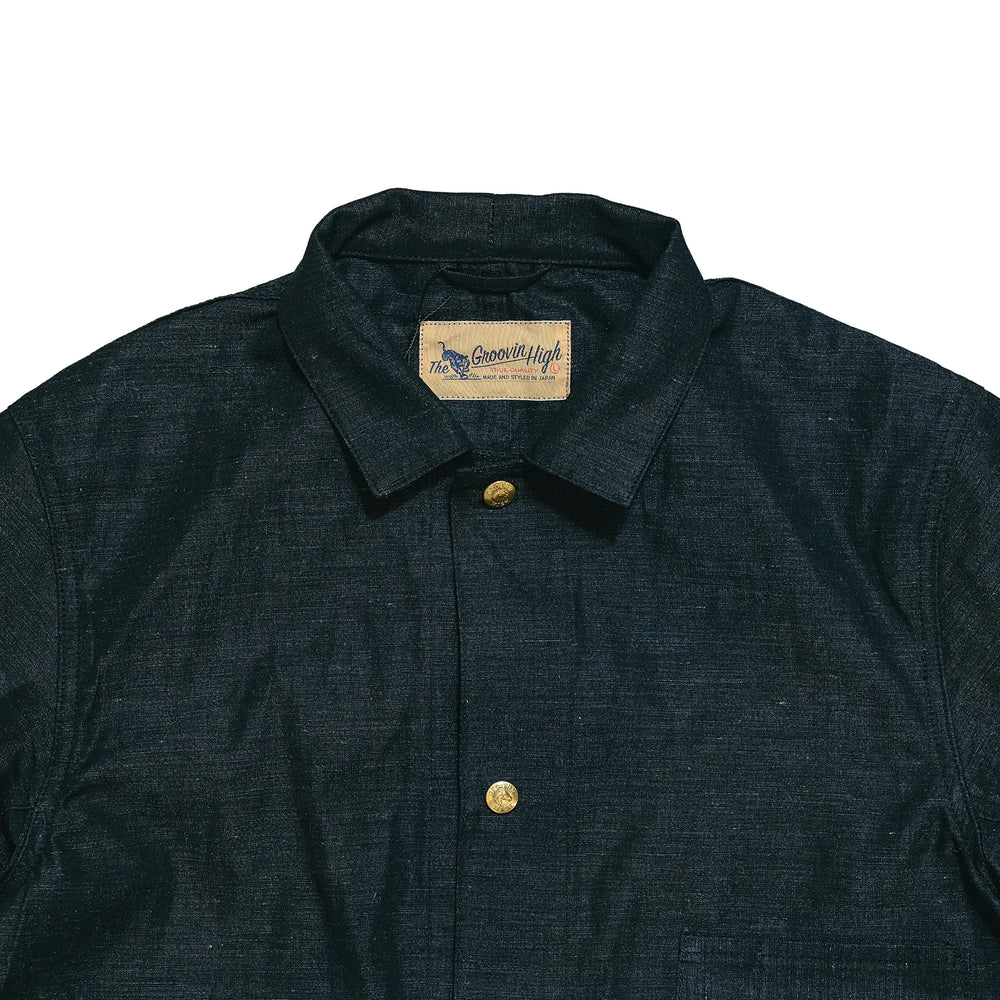 Groovin High #260403 1940s Coverall Jacket Black Collar Detail