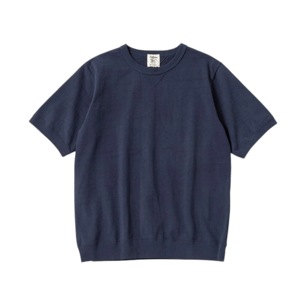 Jackman Dotsume Ribbed T-Shirt Steel Blue Front View