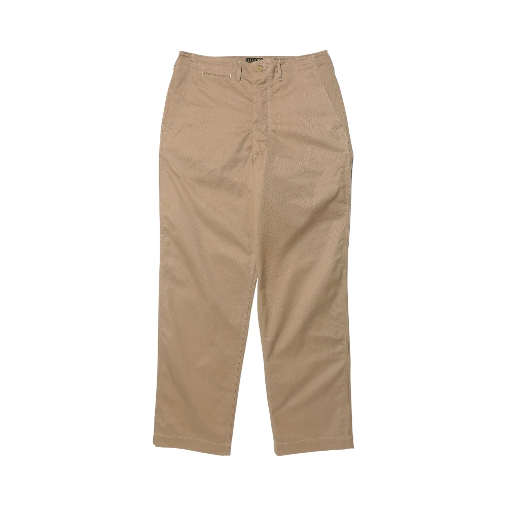 Front view of the Jelado 41 Khaki Lastresort Chino Cloth showing the straight leg silhouette, classic khaki tone, and vintage-inspired chino construction for Clothier & Sons.
