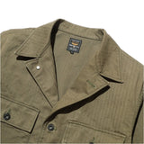 Jelado CM43 HBT Field Jacket Olive Collar Detail