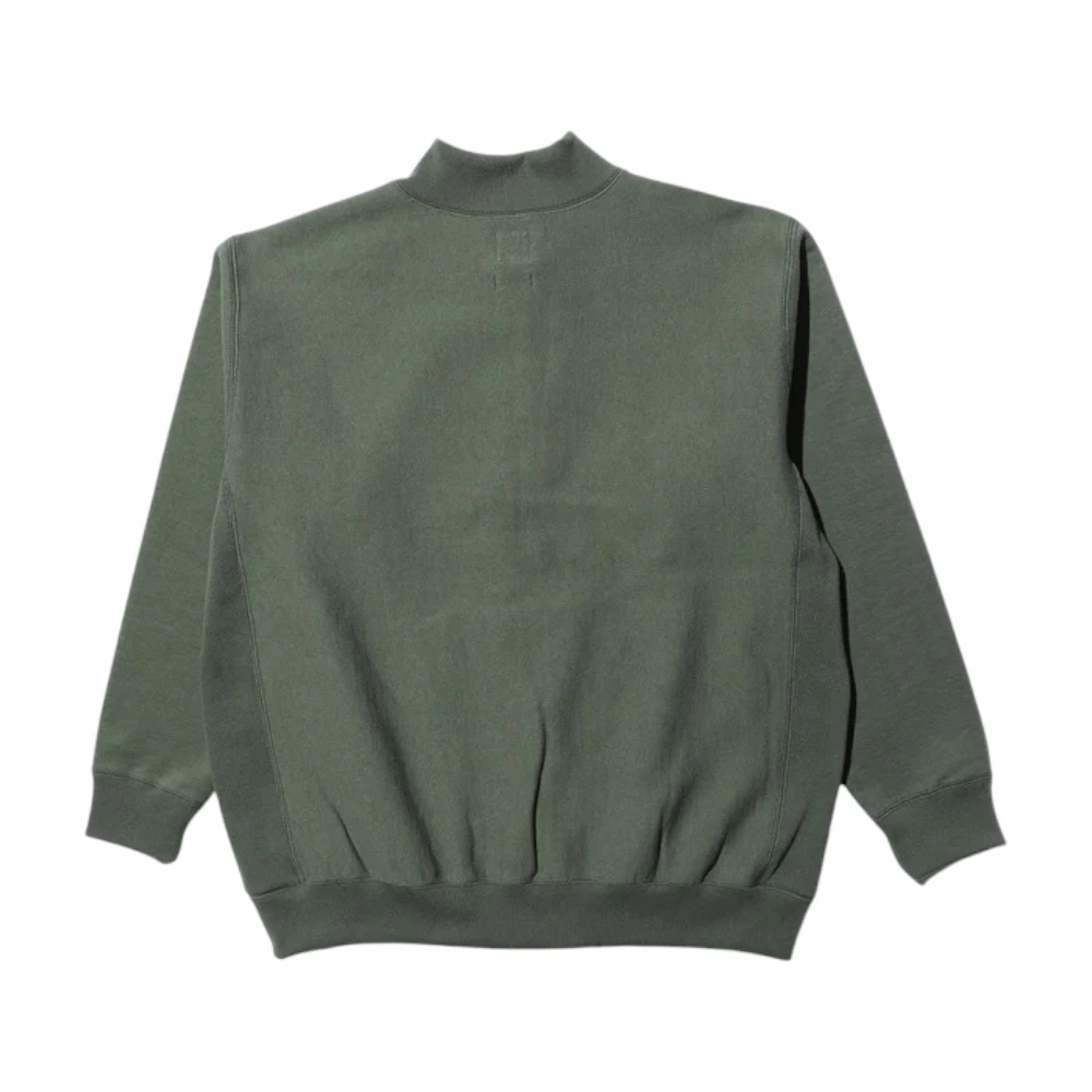 Back view of the Jelado Expedition Sweat Cardigan Green highlighting clean back construction, relaxed proportions, and heritage sportswear styling for Clothier & Sons.