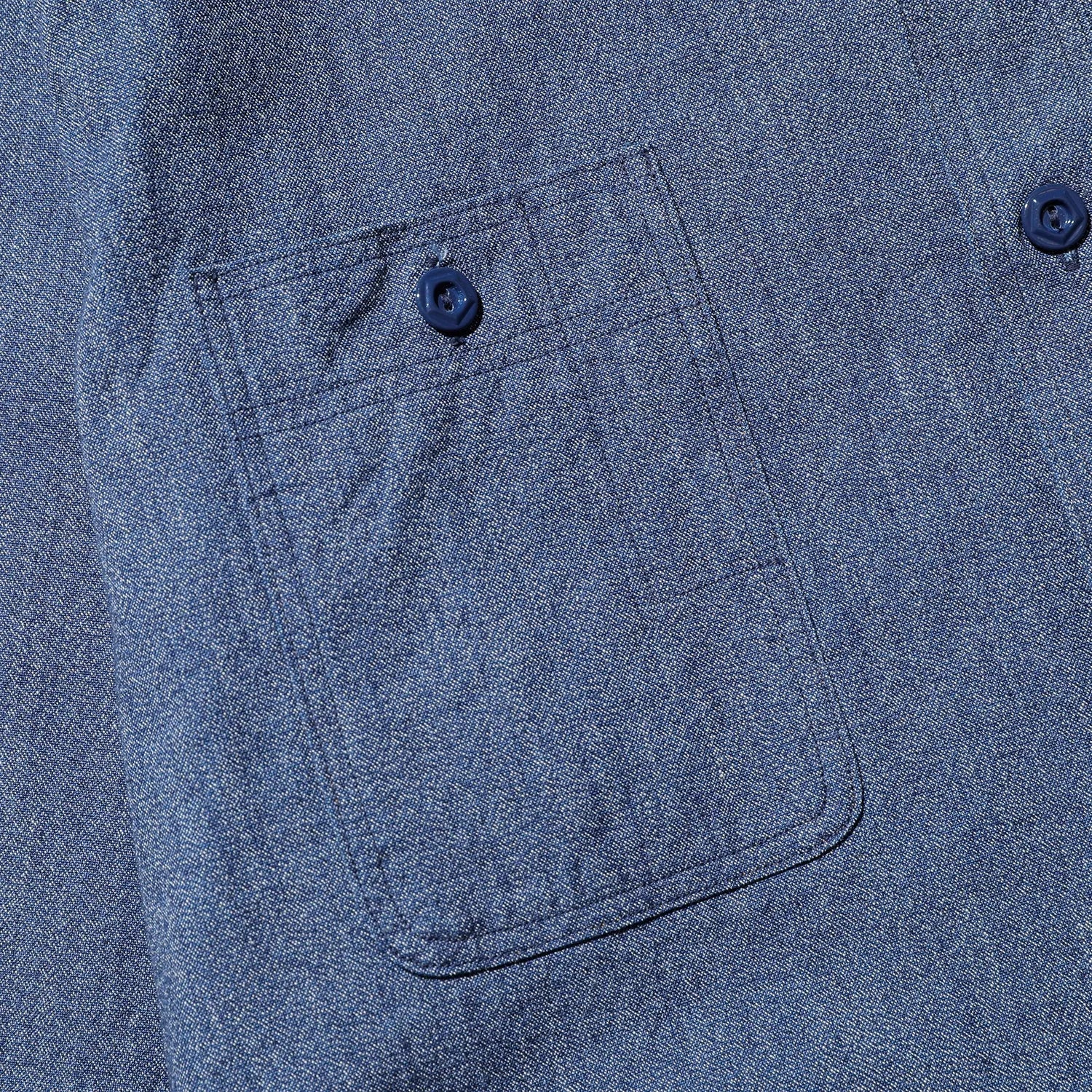 Jelado Smoker Shirt Flake Navy Pocket Detail