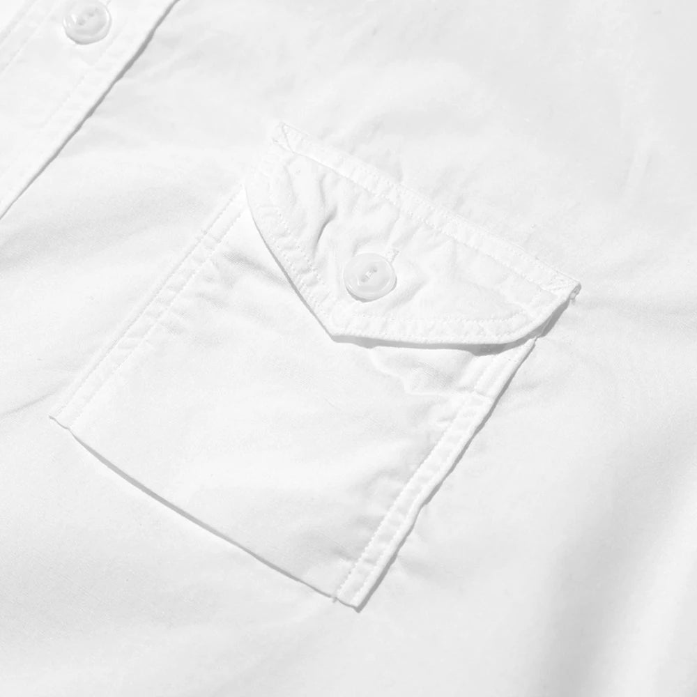 Pocket detail of the Jelado Smoker Shirt White highlighting chest pocket design, seam finishing, and functional workwear construction for Clothier & Sons.