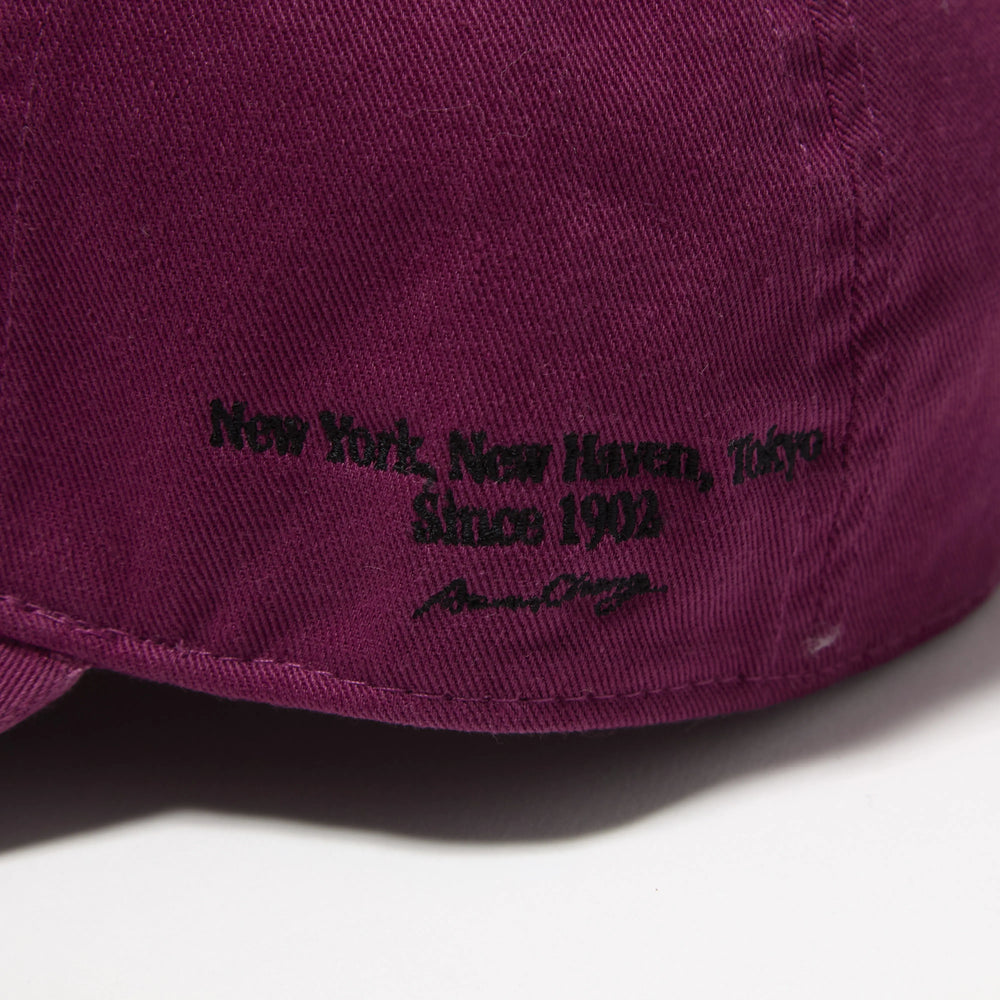 Fabric detail of the J.Press Aaron Chang Cotton Twill Baseball Cap Purple revealing cotton twill texture and durable weave for Clothier & Sons.