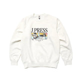 Front view of the J.Press Aaron Illust-Sweat Graphic Sweatshirt White showing the relaxed fit silhouette, clean white tone, and graphic print detail for Clothier & Sons.