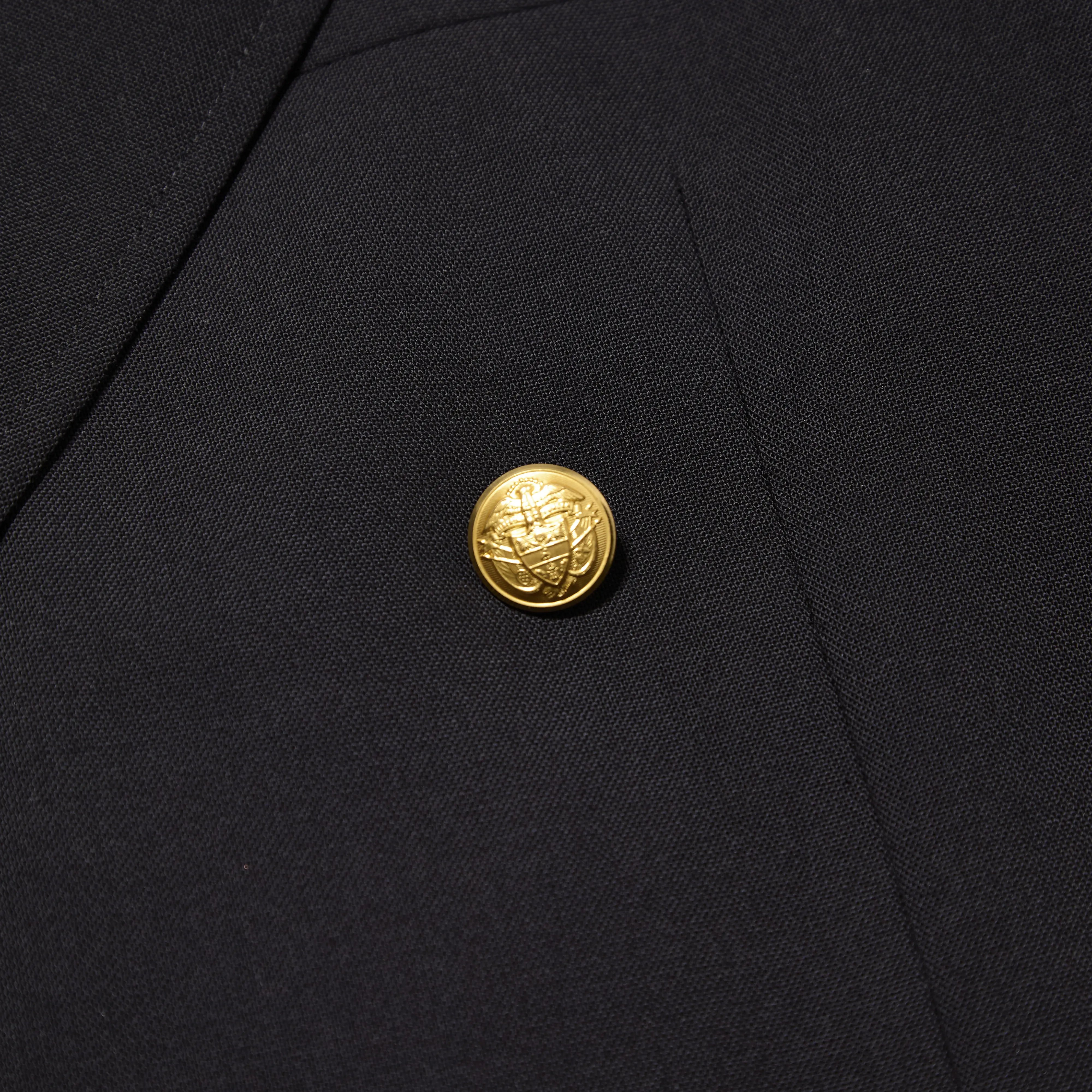 Cuff detail of the J.Press High Twist Hopsack New Jacket 6B Blazer Navy showing gold sleeve buttons and clean tailoring finish for Clothier & Sons.