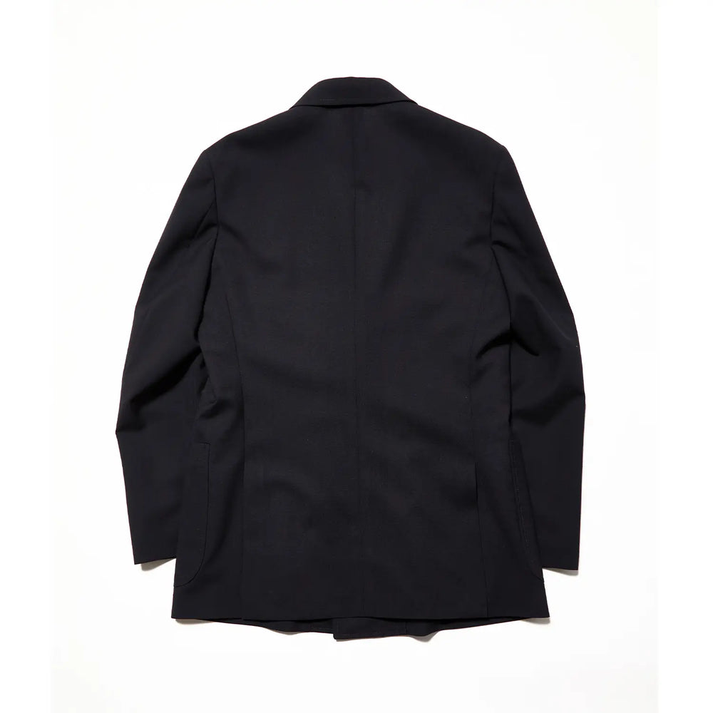 Back view of the J.Press High Twist Hopsack New Jacket 6B Blazer Navy highlighting clean back construction and tailored proportions for Clothier & Sons.

