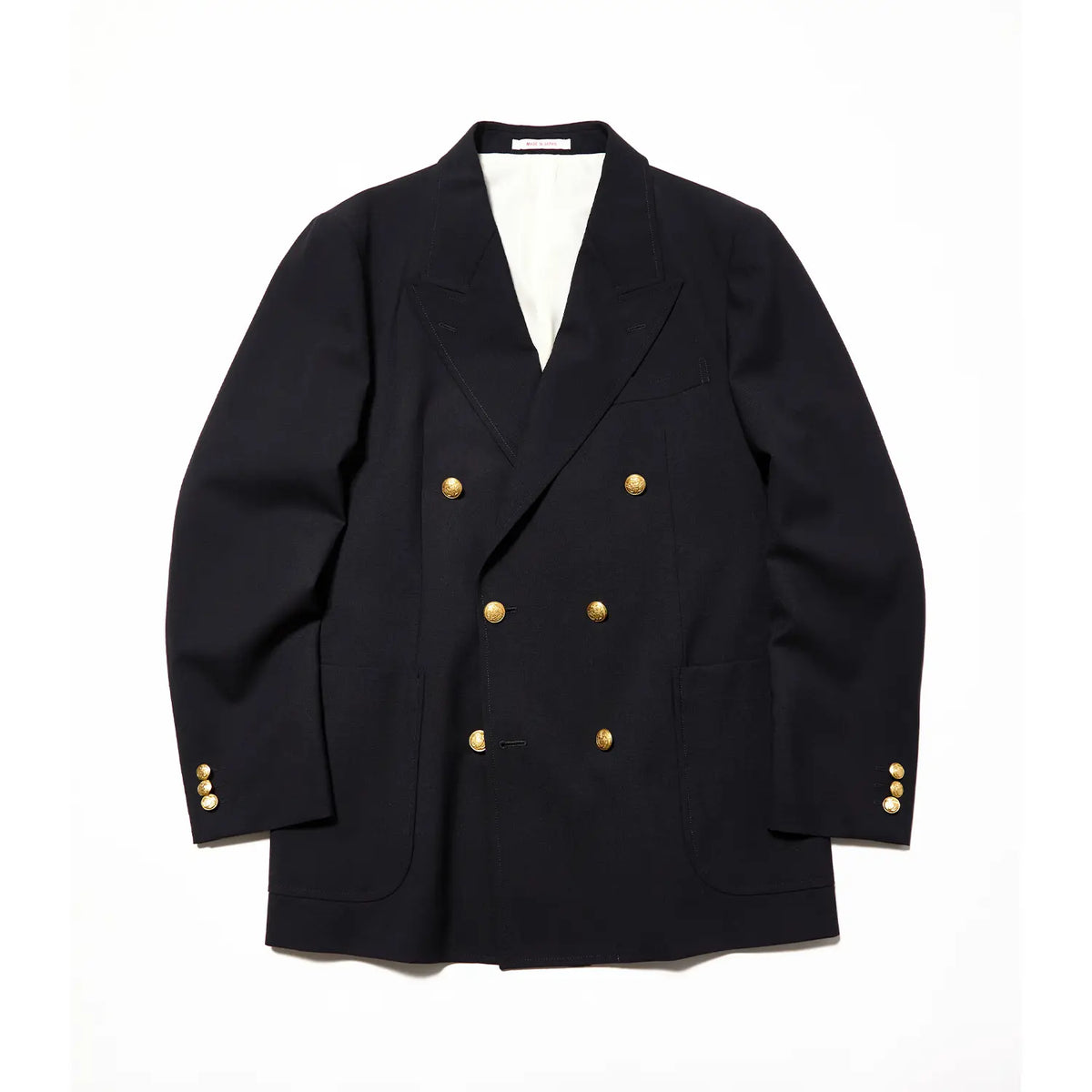 Front view of the J.Press High Twist Hopsack New Jacket 6B Blazer Navy showing the double-breasted 6 button design, structured silhouette, and classic navy tone for Clothier & Sons.