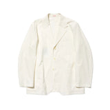 Front view of the J.Press Silk Seersucker 3B Sack Jacket White showing the classic three button sack silhouette, lightweight white tone, and relaxed Ivy style for Clothier & Sons.