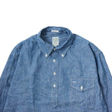 Keaton Chase USA L/S Pullover BD Shirt 5oz Indigo Chambray Collar Detail
