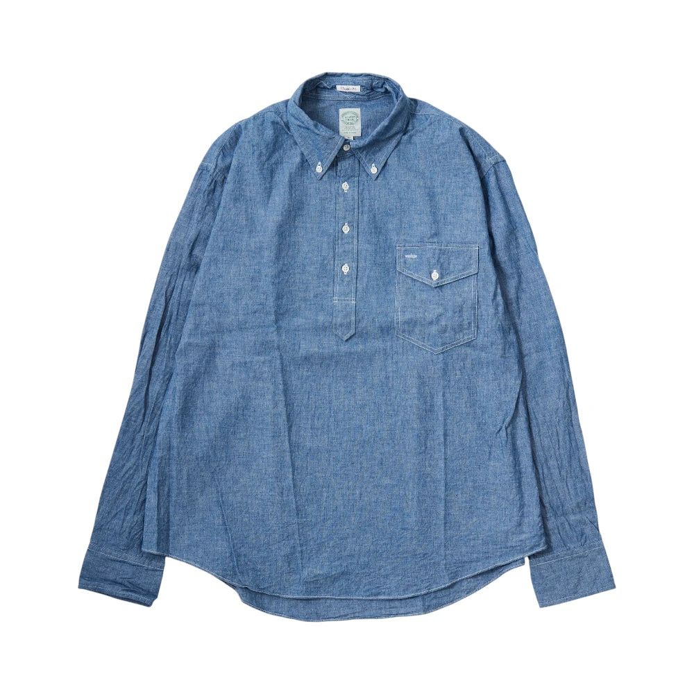 Keaton Chase USA L/S Pullover BD Shirt 5oz Indigo Chambray Front View