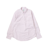 Keaton Chase USA L/S Pullover B/D Shirt Premium Oxford Candy Stripe White Red Stripe Front View