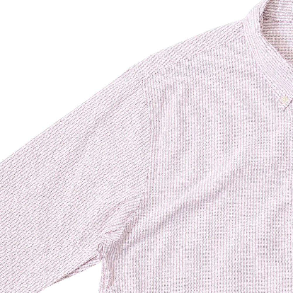 Keaton Chase USA L/S Pullover B/D Shirt Premium Oxford Candy Stripe White Red Stripe Sleeve Detail
