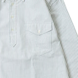 Keaton Chase USA L/S Pullover Classic Fit BD Shirt Supima Mixed Classic Oxford Green White Stripe Pocket Detail