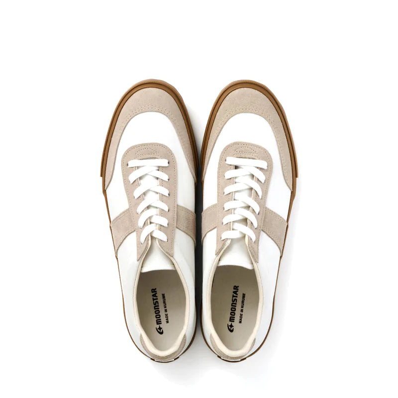 Top view of the Moonstar Fine Vulcanized Athletic Ace White showing overall shape, lacing, and clean minimalist design for Clothier & Sons.