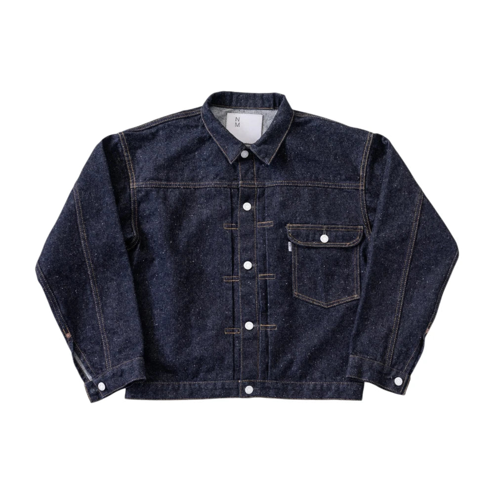 New Manual #001 T-Back Denim Jacket One Washed Indigo Front View