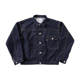 New Manual #001 T-Back Denim Jacket One Washed Indigo Front View