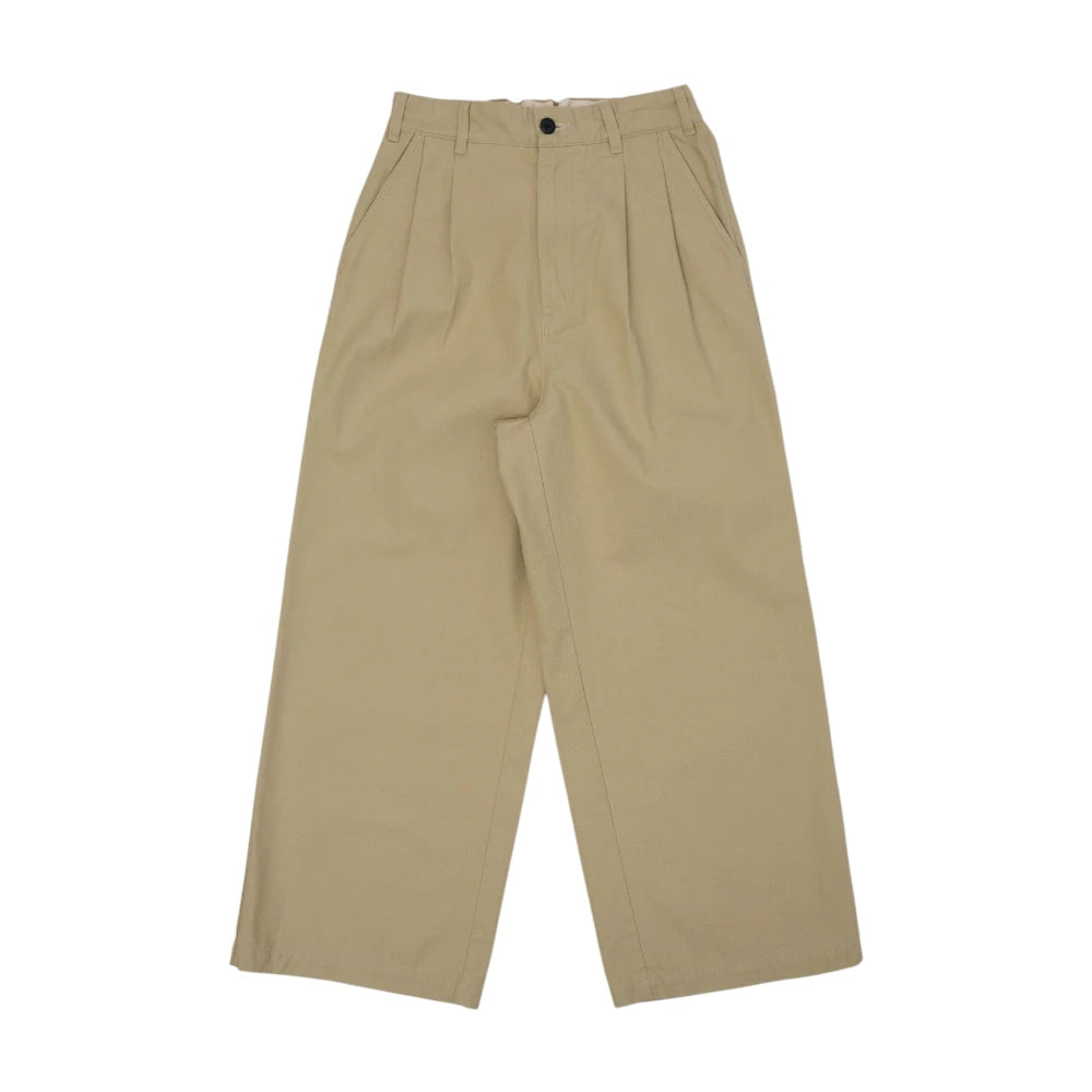 New Manual Chino Wide Trousers Beige Front View