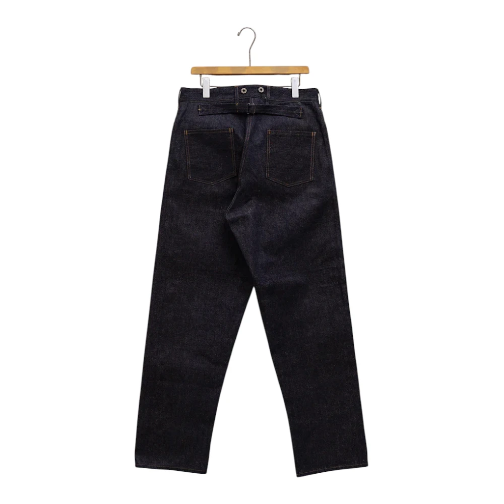 Back view of the Nigel Cabourn 30s US Army Denim Indigo highlighting the back panel construction, stitching layout, and vintage army proportions for Clothier & Sons.