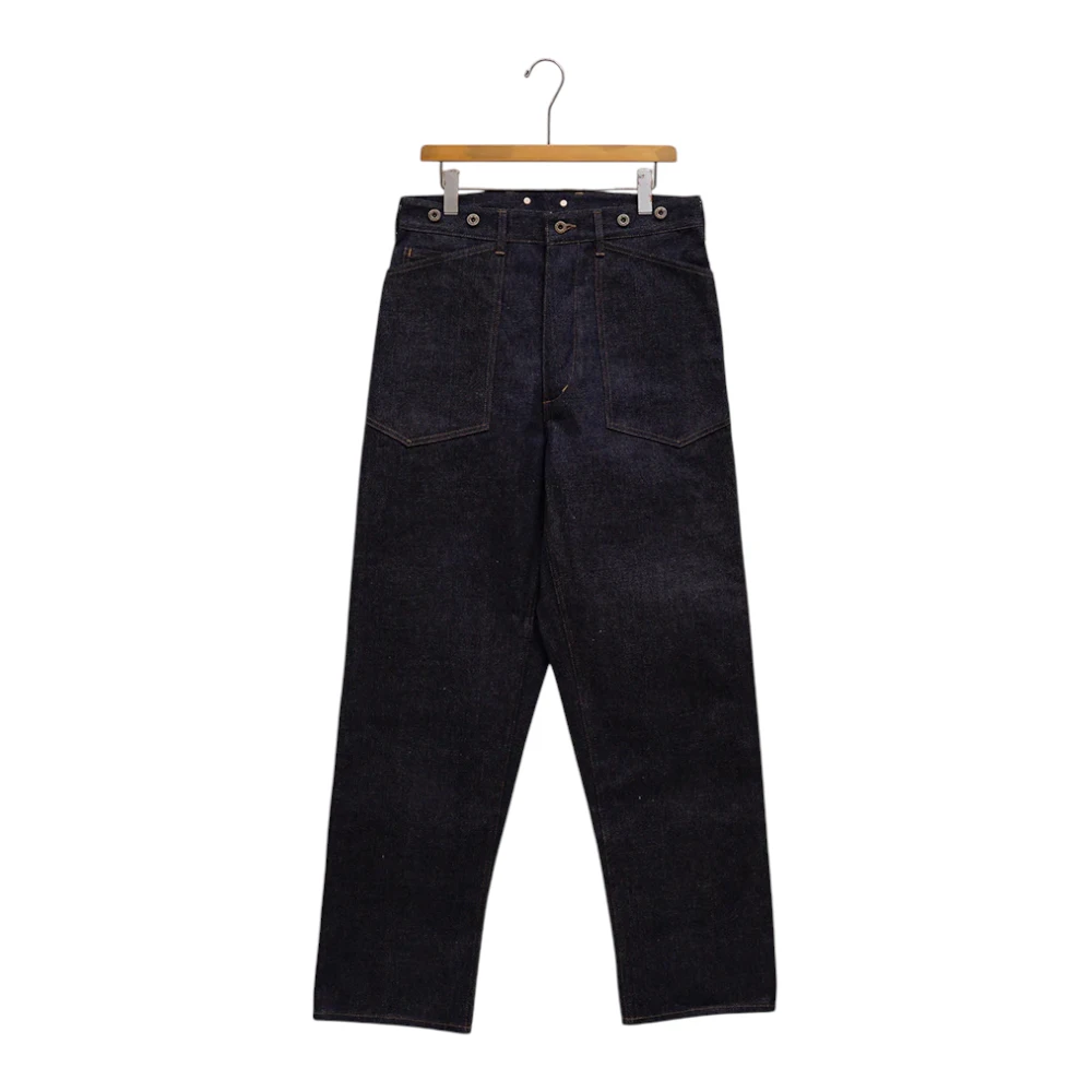 Front view of the Nigel Cabourn 30s US Army Denim Indigo showing its 1930s military-inspired design, chest pockets, and indigo denim texture for Clothier & Sons.