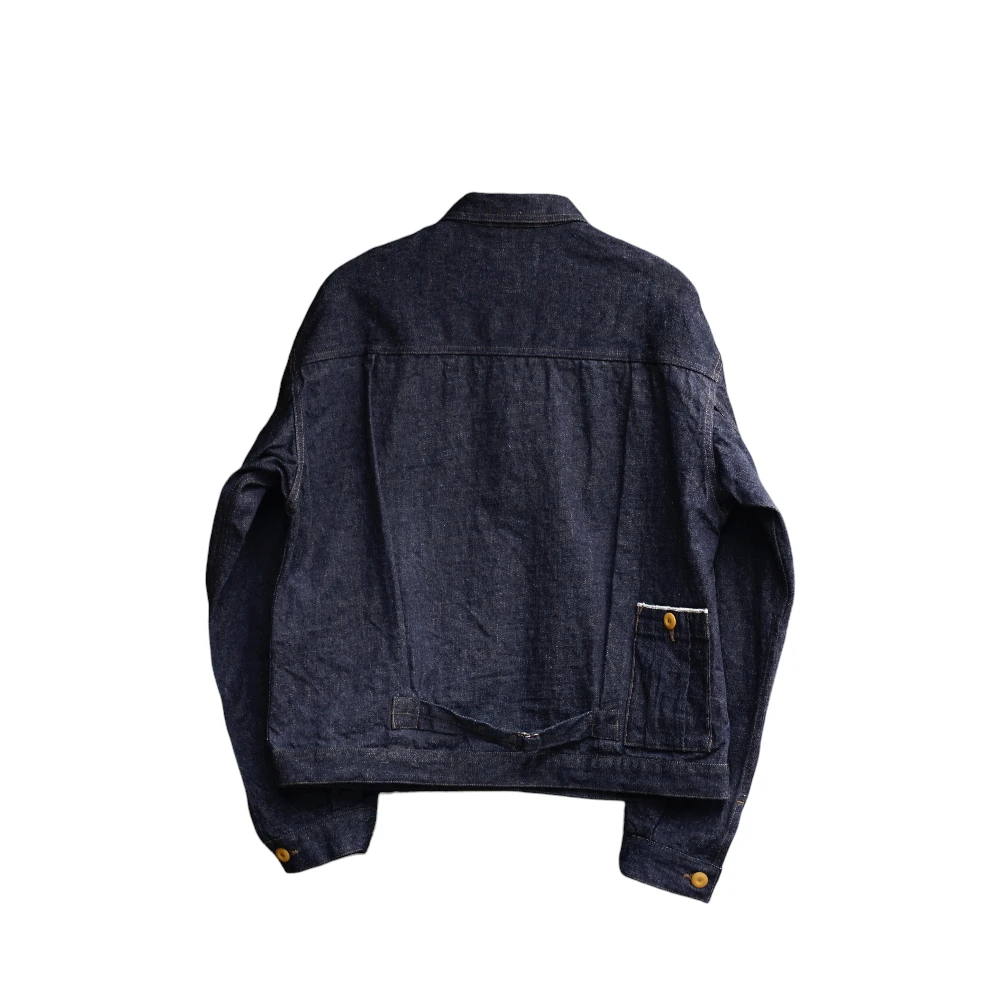 Back view of the Nigel Cabourn 40s Denim Jacket 12.5oz Indigo highlighting the panel structure, stitching lines, and classic workwear proportions for Clothier & Sons.