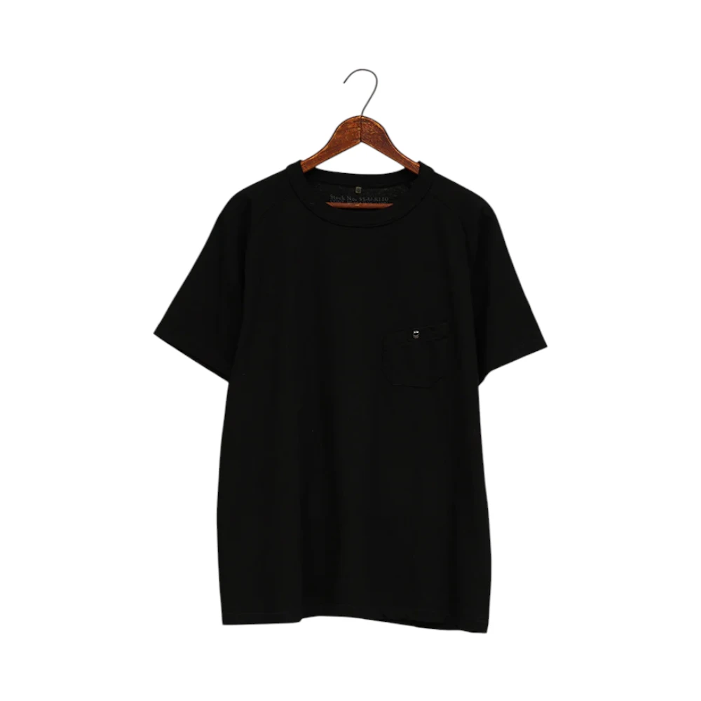 Front view of the Nigel Cabourn 5.6oz Basic T-shirt in Black showing the classic silhouette, relaxed fit, and smooth jersey texture.