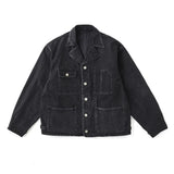 Front view of the Old Joe Cropped Engineering Jacket Graphite showing the cropped silhouette, structured front design, and deep graphite tone for Clothier & Sons.