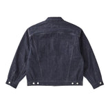 Back view of the Old Joe Curved Flap Jean Jacket Indigo highlighting clean back panel construction, structured denim form, and balanced proportions for Clothier & Sons.