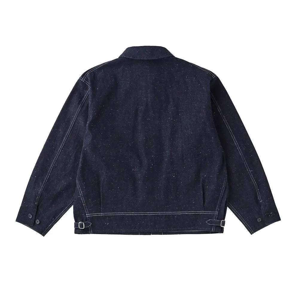 Back view of the Old Joe Erwin Zip Jacket Indigo highlighting clean back construction, balanced proportions, and refined casual tailoring for Clothier & Sons.