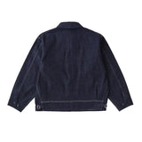 Back view of the Old Joe Erwin Zip Jacket Indigo highlighting clean back construction, balanced proportions, and refined casual tailoring for Clothier & Sons.