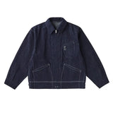 Front view of the Old Joe Erwin Zip Jacket Indigo showing the zip front closure, structured silhouette, and deep indigo tone for Clothier & Sons.