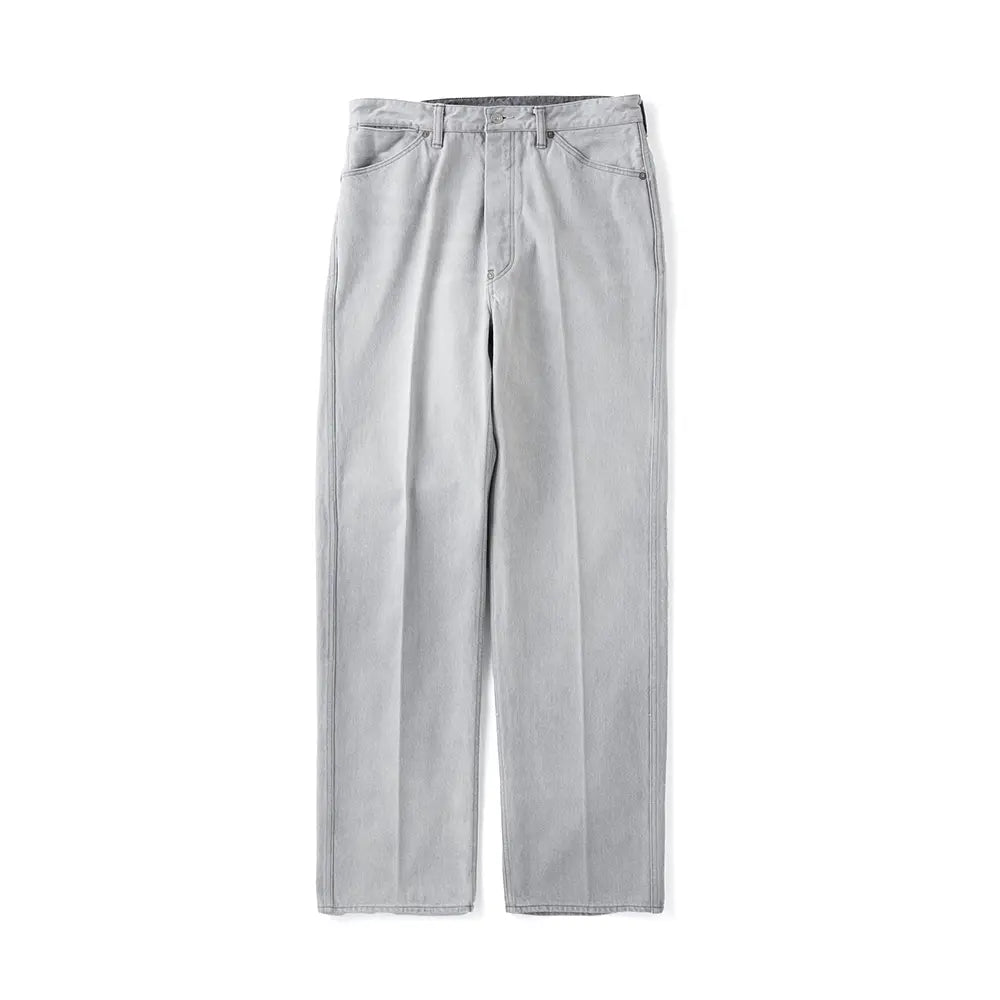Front view of the Old Joe Flat-Back Jean Trouser 946 Fog showing the straight leg silhouette, flat-back construction, and soft fog tone for Clothier & Sons.