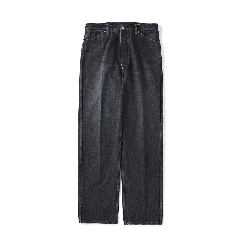 Front view of the Old Joe Flat-Back Jean Trouser 946 Graphite showing the straight leg silhouette, flat-back construction, and deep graphite tone for Clothier & Sons.