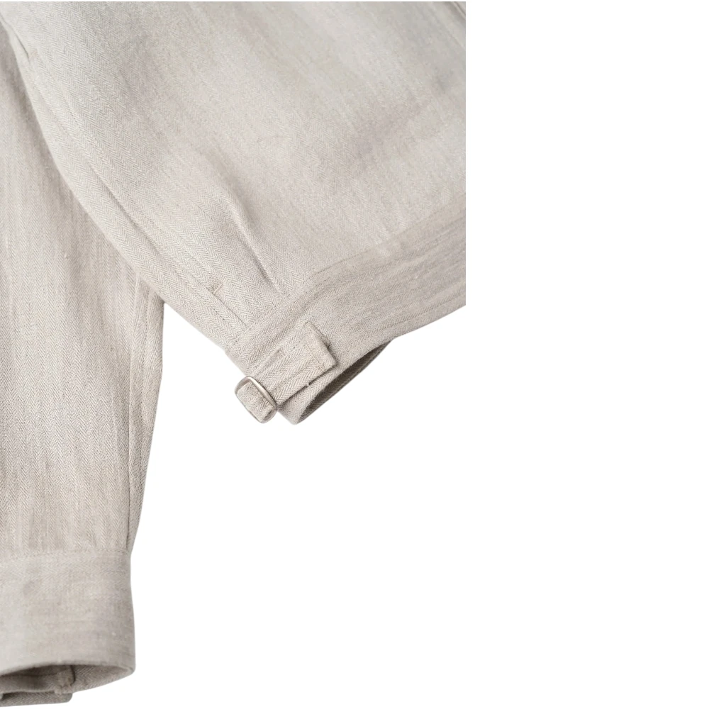 old joe fly front arthur jacket oatmeal fabric texture detail