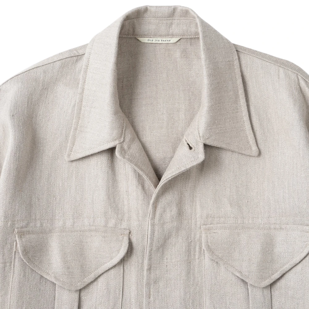 old joe fly front jacket oatmeal collar detail