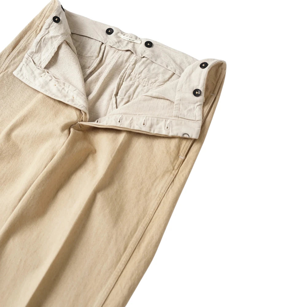 old joe sand trousers waistband tailoring detail