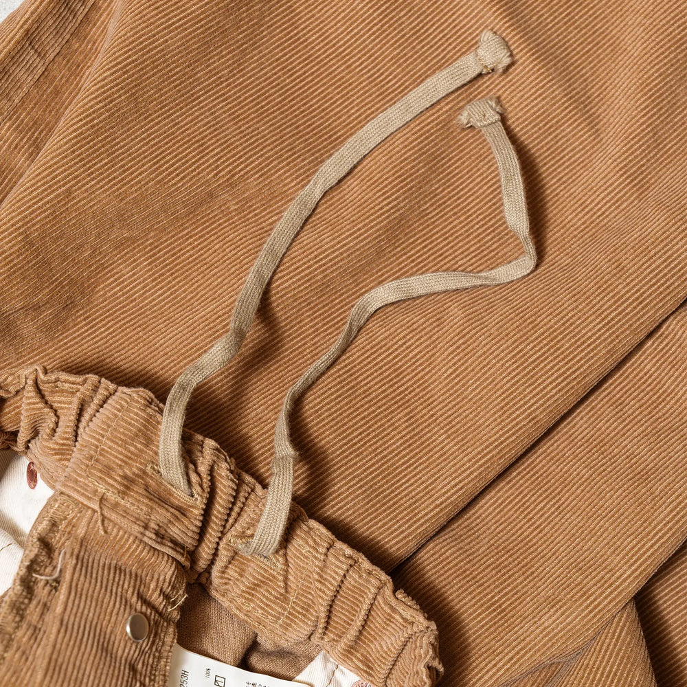 Waist detail of the Omnigod Men’s 14W Corduroy 5-Piece Easy Loose Jeans Beige showing waistband construction, belt loops, and stitching finish for Clothier & Sons.