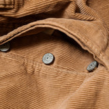 Fabric detail of the Omnigod Men’s 14W Corduroy 5-Piece Easy Loose Jeans Beige revealing wide-wale corduroy texture, soft hand feel, and warm beige coloration for Clothier & Sons.