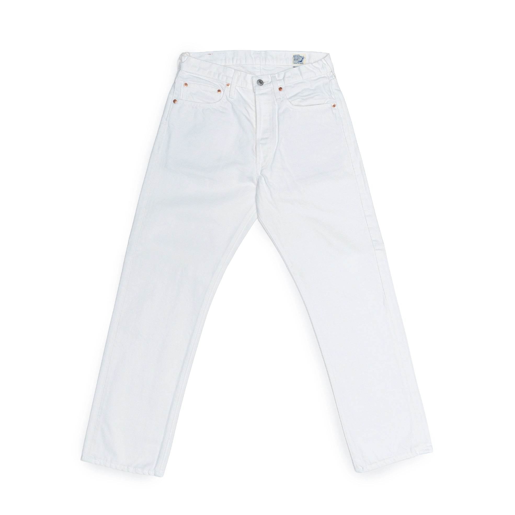 กางเกงยีนส์ orSlow 105 Standard Fit สีขาว ผลิตในญี่ปุ่นจากผ้าเดนิมเนื้อแน่น ทรงขาตรงคลาสสิก รายละเอียดเรียบสะอาดตา 